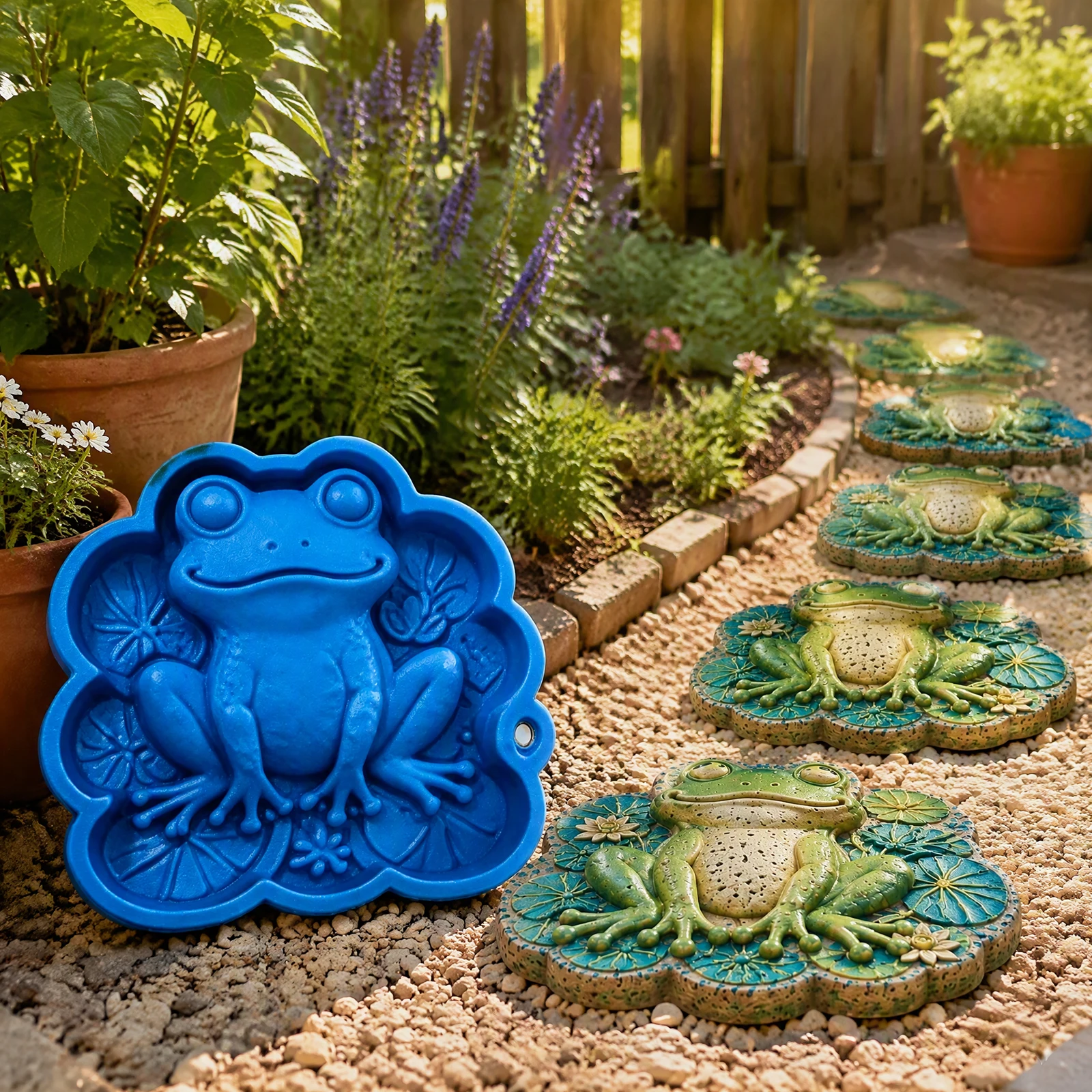 38CM Reusable Frog Dinosaur Mermaid Concrete Stepping Stone Mold DIY Walkway Paver Mold for Outdoor Patio Lawn Garden Decoration