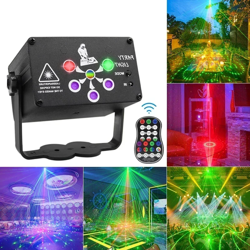 120in1 6-hole Mini Ktv Laser Light UsbDJ Christmas Starry Sky Projection Lights Stage Lighting Effect Light Bar Atmosphere Lamps