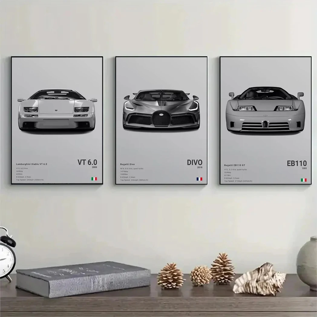 Pop Car Home Decor Wall Art Posters R8 RS3 M3 M5 G63 F40 STO Sports Black Car Famous Cool Fashionable Gifts for Car Enthusiasts