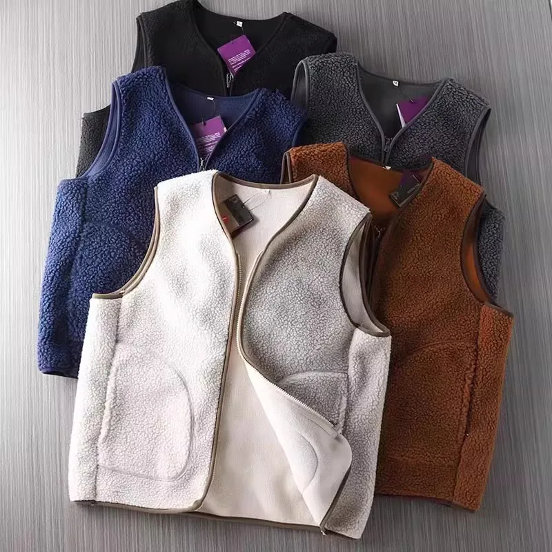 

Двусторонний утепленный жилет для пар, осенне-зимний, однотонный, универсальный, мужской и женский, модный, повседневный