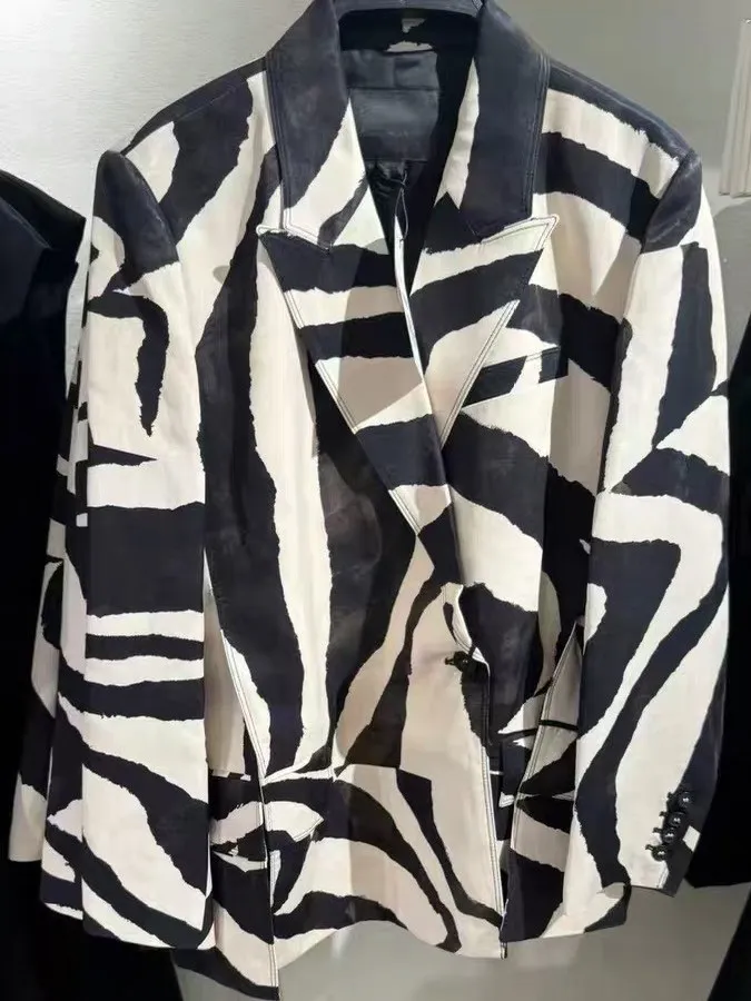 

Women's Casual Loose Long Sve Suit Jaet New Autumn 2025 Vintage Zebra Print Casual Wear Daily Faion 843605