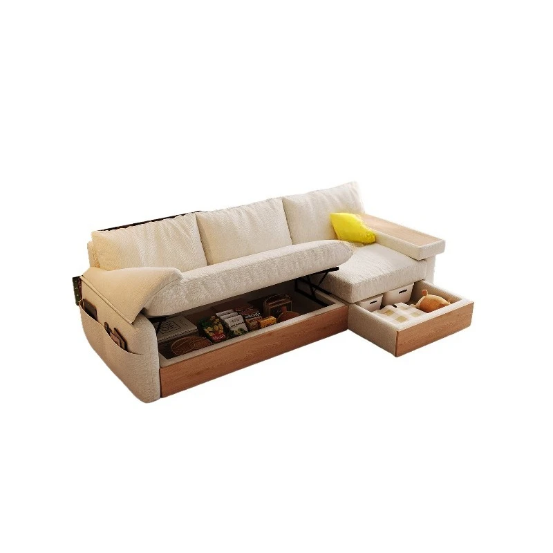 

French cream style living room removable and washable folding dual-purpose fabric sofa bed household chenille sofa