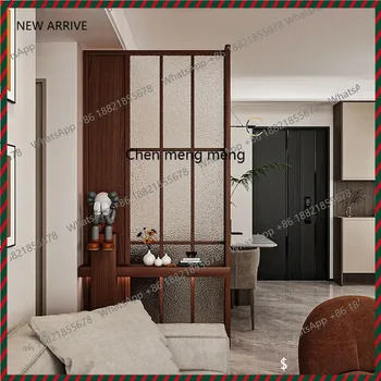Solid wood Changhong glass screen partition living room entrance dining room decoration blocking simple modern shelves