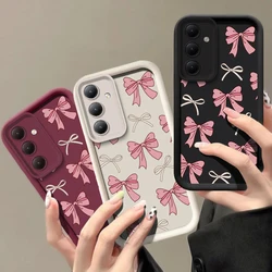 S24 Ultra Cute Pink Bow Knot Case For Samsung Galaxy S24 S25 S21 S20 S23 S22 FE Plus Ultra Shockproof Silicone Soft Phone Cover