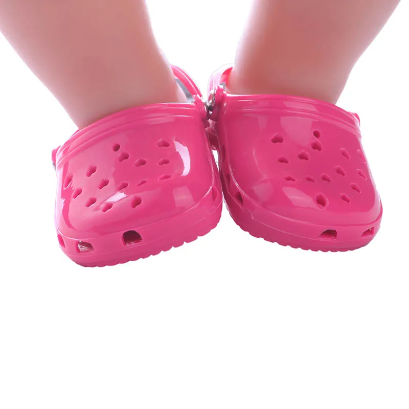 7Cm Plastic Sandals Love Hole Style For 18Inch American Doll 43 Cm Baby New Born Shoes Girl Slippers Sandals,Holiday Gifts