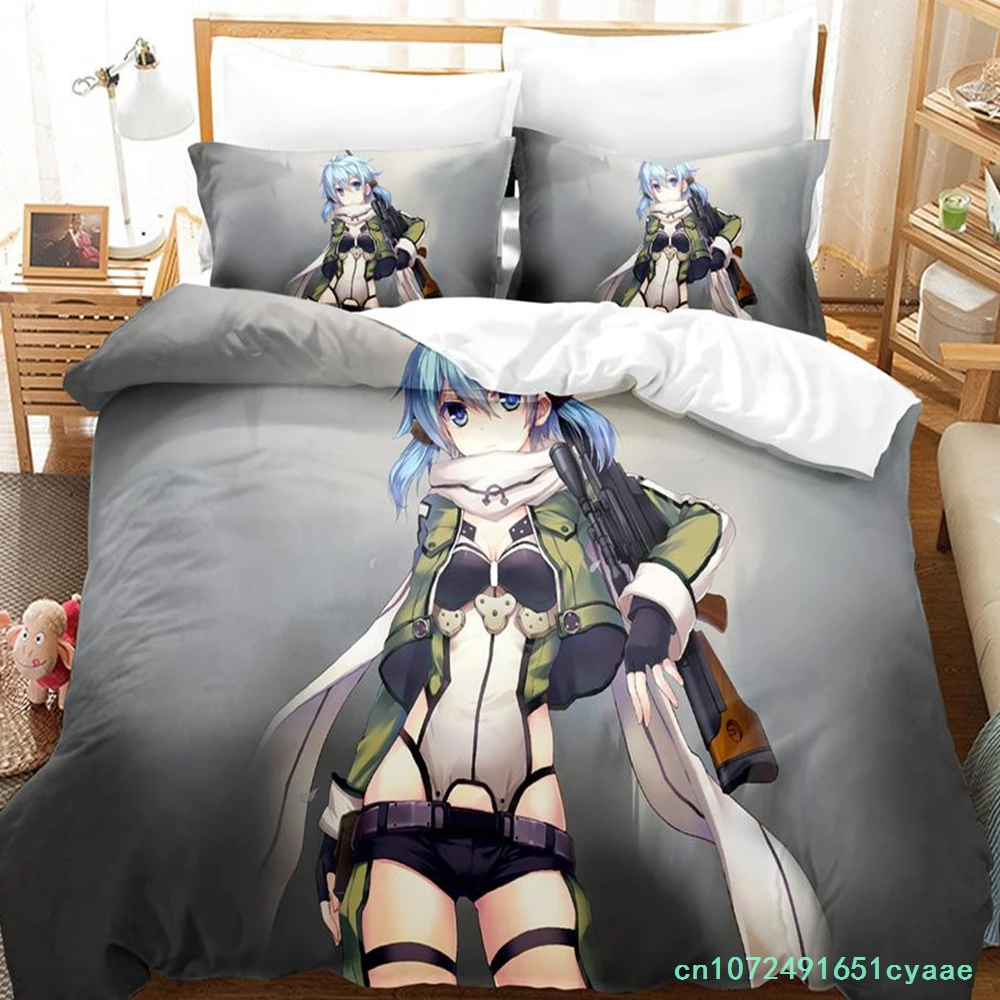 2023 Sword Art Online II Bedding Set Single Twin Full Queen King Size Bed Set Adult Kid Bedroom Duvetcover Sets Anime Bed