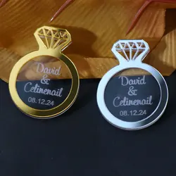 Personalized Acrylic Diamond Wedding Tag Engraved Custom Name For Wedding & Engagement Mirror Gold Decoration Gift