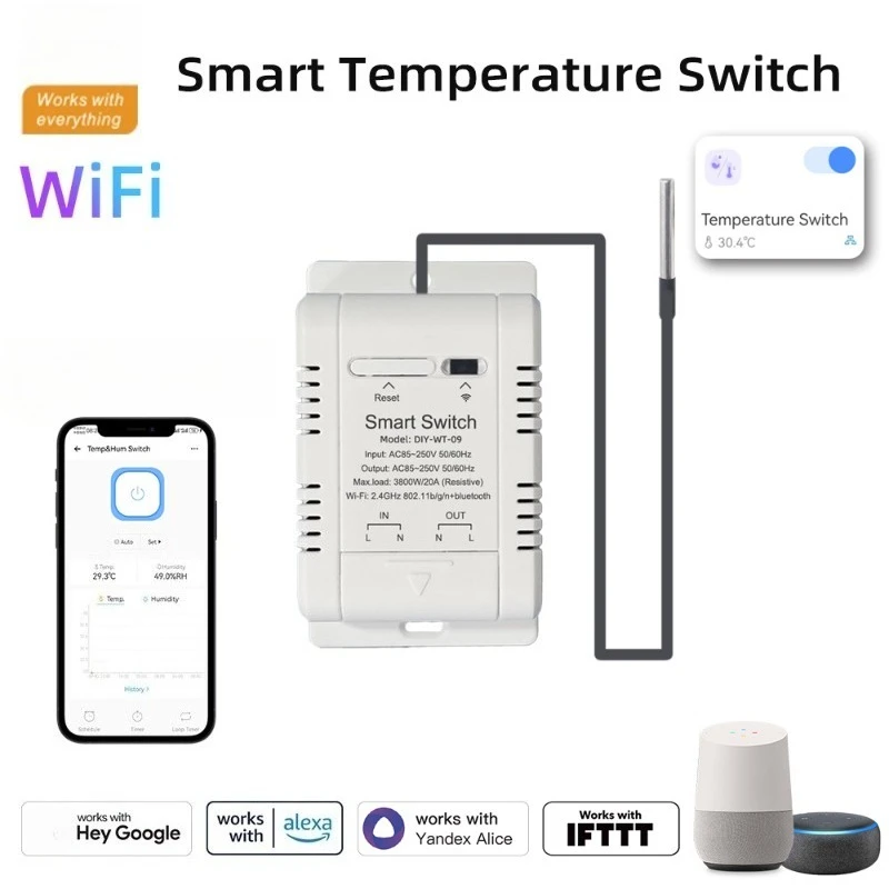

WiFi Smart Temperature Humidity Controller Sensor Remote Timing Scene Intelligent Switch