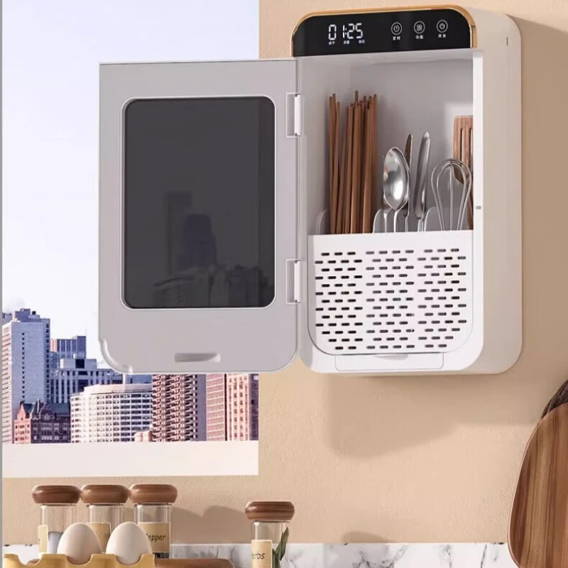 Wall Mount Chopstick Sterilizer Drying Rack, Drainage Storage Organizer Box, Stable Secure Fix Anti-Falling Sturdy Holder