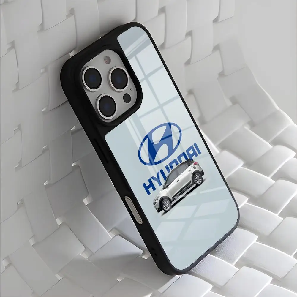 Auto Hyundai Logo Handyhülle für iPhone 17 Air 16 15 14 13 12 11 Pro Max Mini Schutzhülle PC+TPU Cover