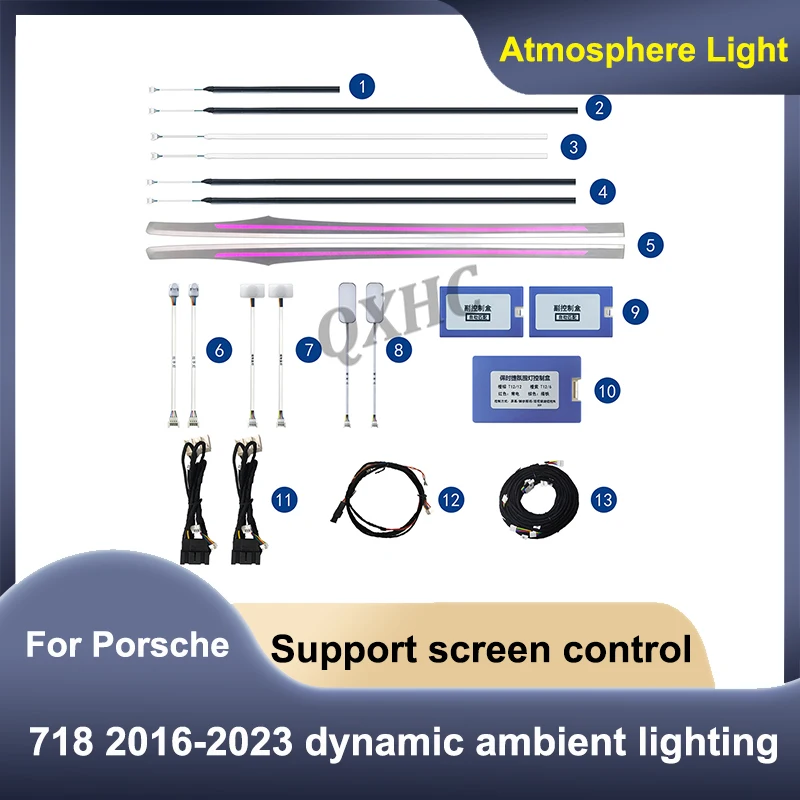 

For Porsche Boxster 718 16-23 Car Instrument Ambient Light Decorate Dashboard Display HeadUnit Interior Atmosphere Lamp Auto