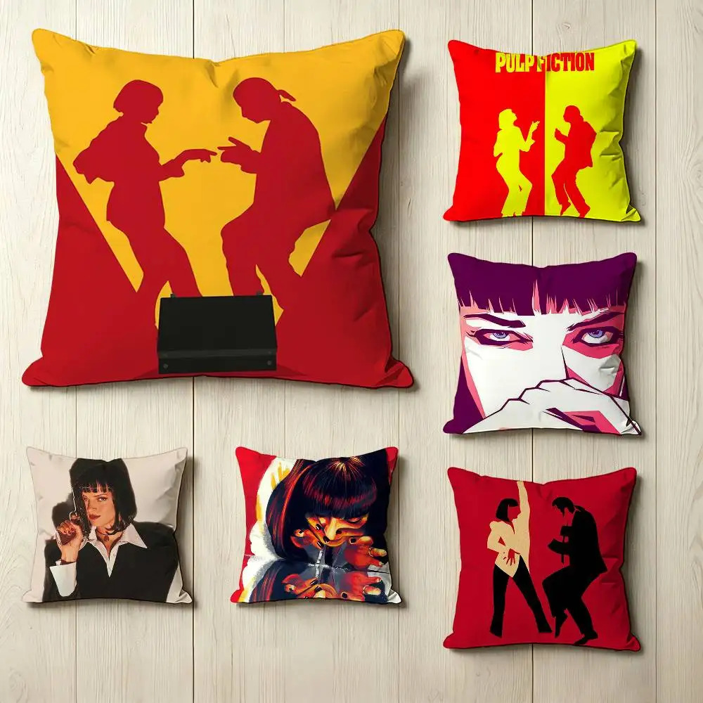 The dark comedy film P-Pulp F-Fiction  Square Double-Sided printed Pillow Case Bedroom Bedside Pillow Sofa Cushion Cover