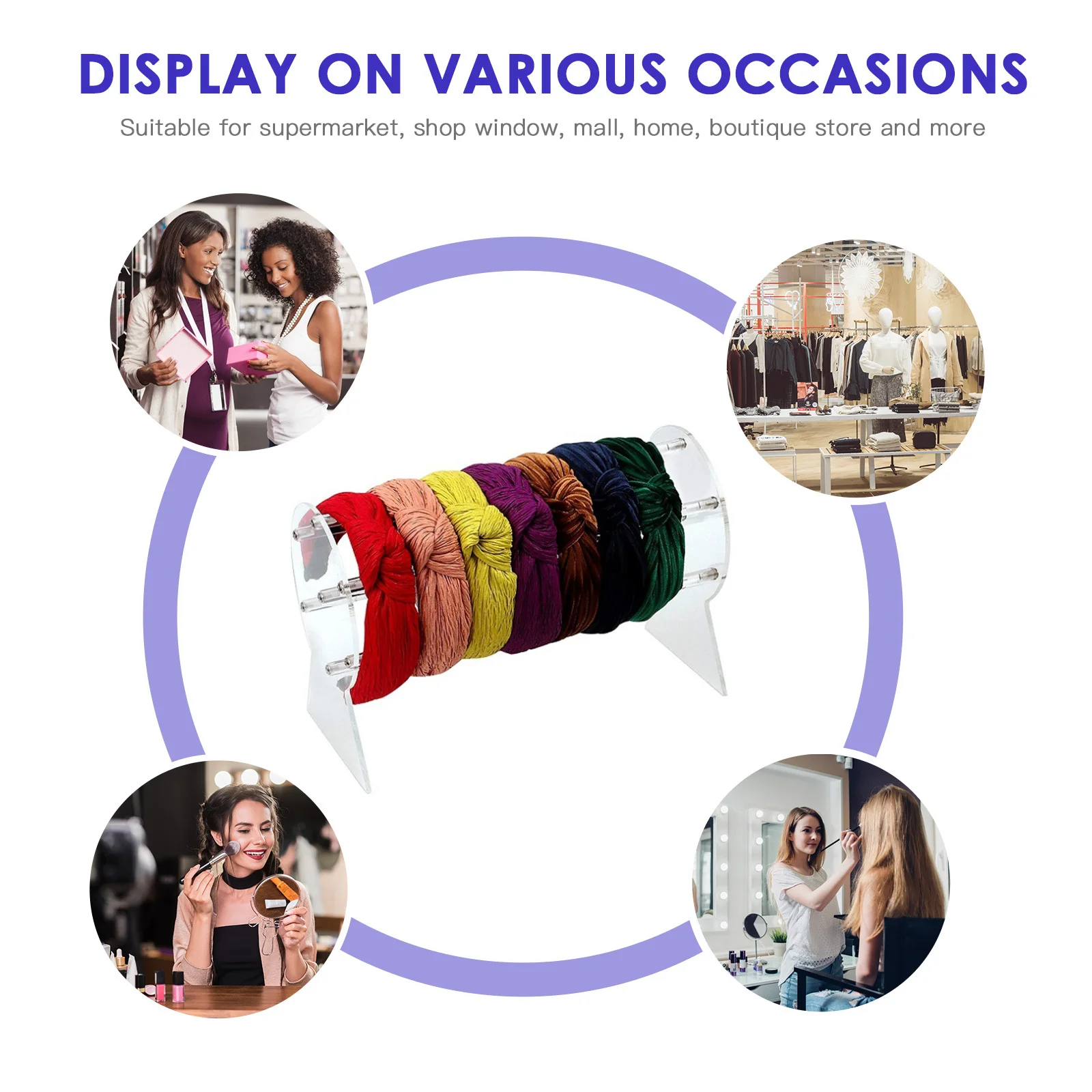 Acrylic Headbands Rack Transparent Display Stand Hair Accessories Organizer Boutique Store Holder Simple Design Jewelry Showcase