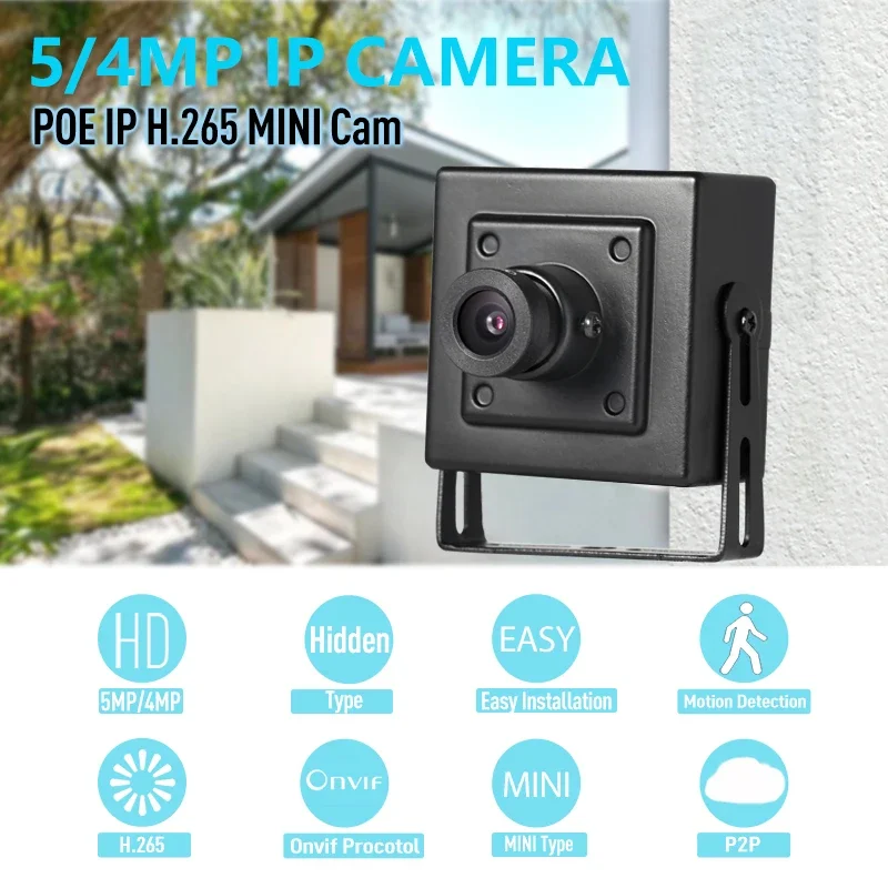 Revotech kamera IP dalam ruangan 4MP 5MP, kamera pengawas Video sistem CCTV ONVIF P2P logam keamanan tipe Mini H.265 POE