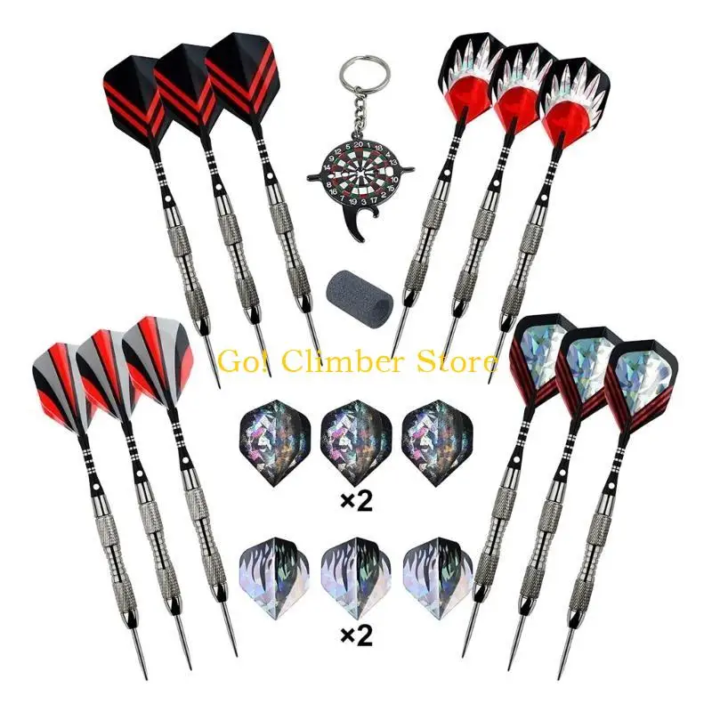 

Q84C Aluminum Alloy Shaft Steel Barrels PET Flight Set of 12 20g Steel Tip Darts Sets