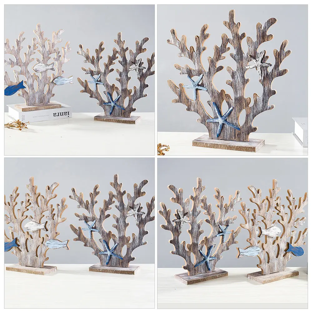 

Mediterranean Style Coral Tree Decorative Sculpture Coastal Statue Home Beach Theme Decoration Desktop Ornament Creative Retro