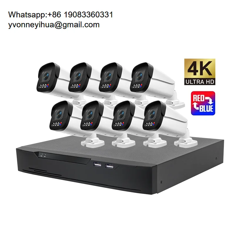 

4K 8MP POE Security Camera System Waterproof IP66 Bullet Night Vision Face Detection H.265 Security System Cloud Data Storage