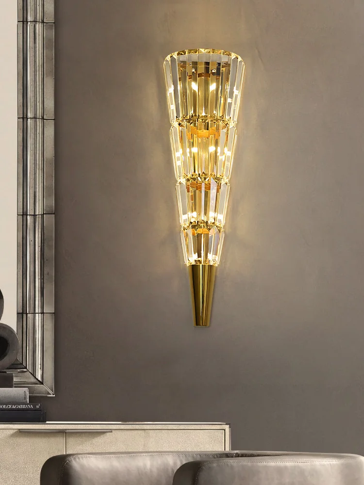 Minimalist postmodern luxury crystal wall lamp hotel lobby, villa, clubhouse, living room, atmospheric background wall lamp