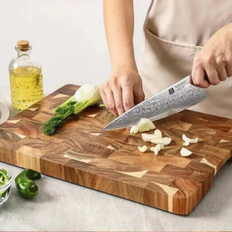 Double-sided Acacia Wood Cutting Board Premium Spliced Chopping Board Drain and Damp-Proof Kitchen Tool