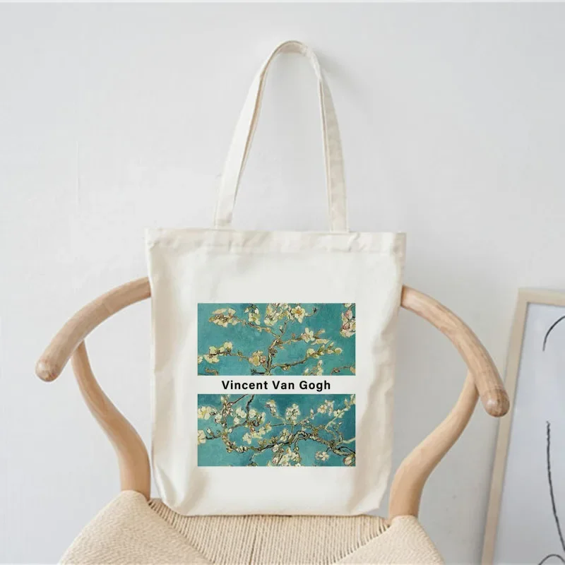 New Van Gogh Oil Painting Canvas Tote Bag Retro Art Fashion Travel Bag Women Eco Shopping Bag High Quality Foldable Handbag