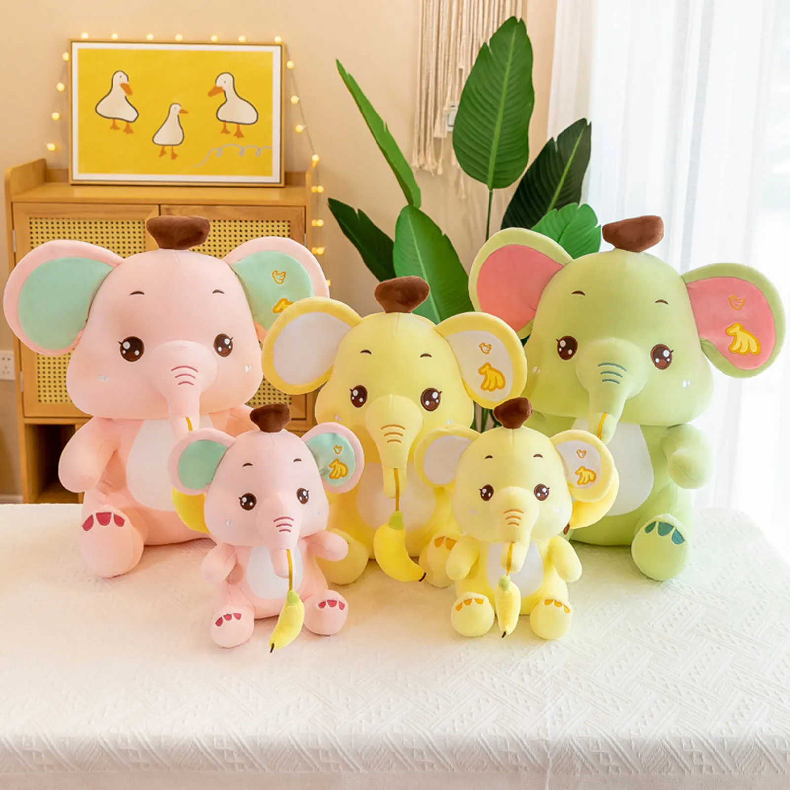 

Banana-Elephant Plush Pillow Ultra-Soft Comforting Kids Nurserys Animal Theme Pillow Cushion Ideal Present Toy Companion