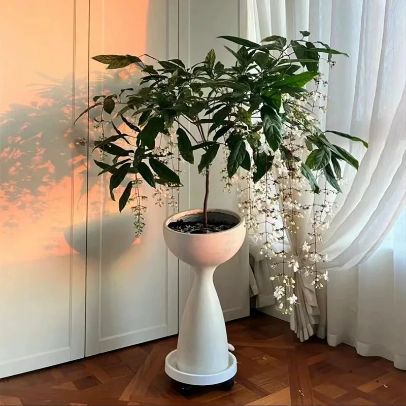 

Creative small waist flower pot, living room, shopping mall, light luxury European-style high-end floor-to-ceiling high-footed f