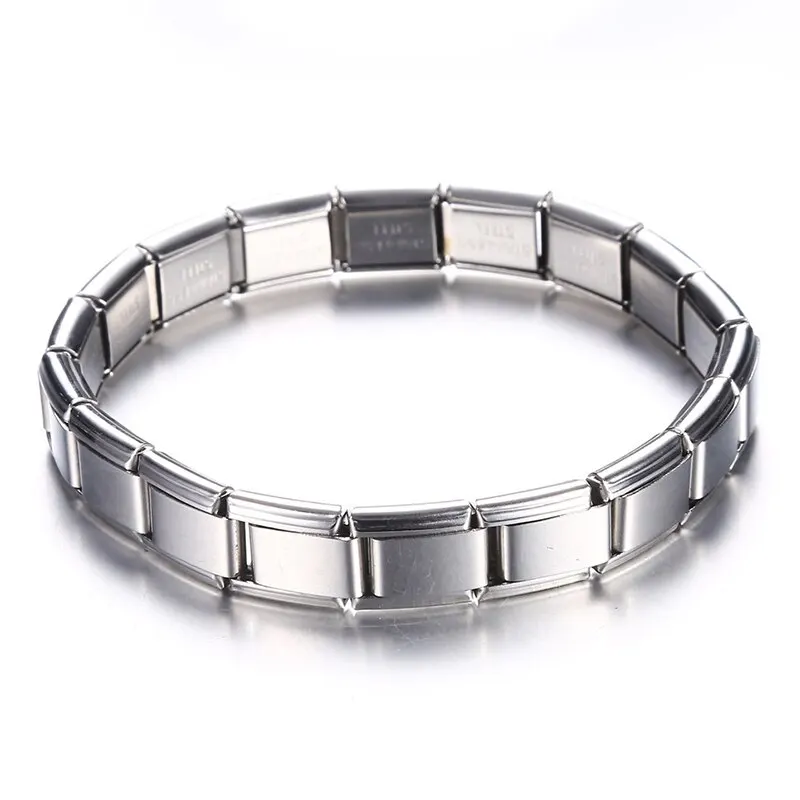 Pulseras de acero inoxidable de 9 mm de ancho, estilo sencillo y moderno, para uso diario, pulsera plateada con dijes para mujer, para fiestas, estilo unisex.