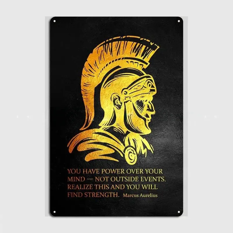 Golden Marcus Aurelius Churchill Motivational Success Quotes Poster Rome Warrior Metal Sign Painting Wall Art Picture Home Decor