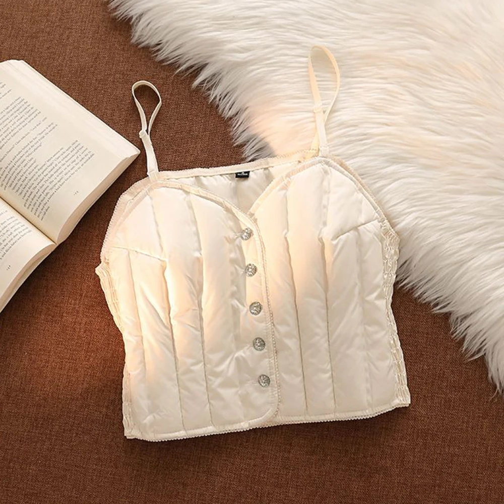 Down vest women's outer wear 2025 new autumn and winter light inner wear warm white duck down short down jacket small suspender