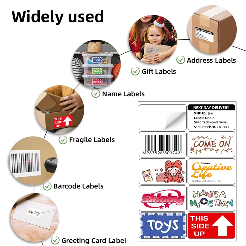 50 Sheets of A4 Matte Self-Adhesive Label Stickers, Each Sheet Contains Multiple Label Stickers, Available in Various Sizes, Compatible with Inkjet and Laser Printers, for Office, Home, and Mailing Purposes, with a Wide Range of Uses