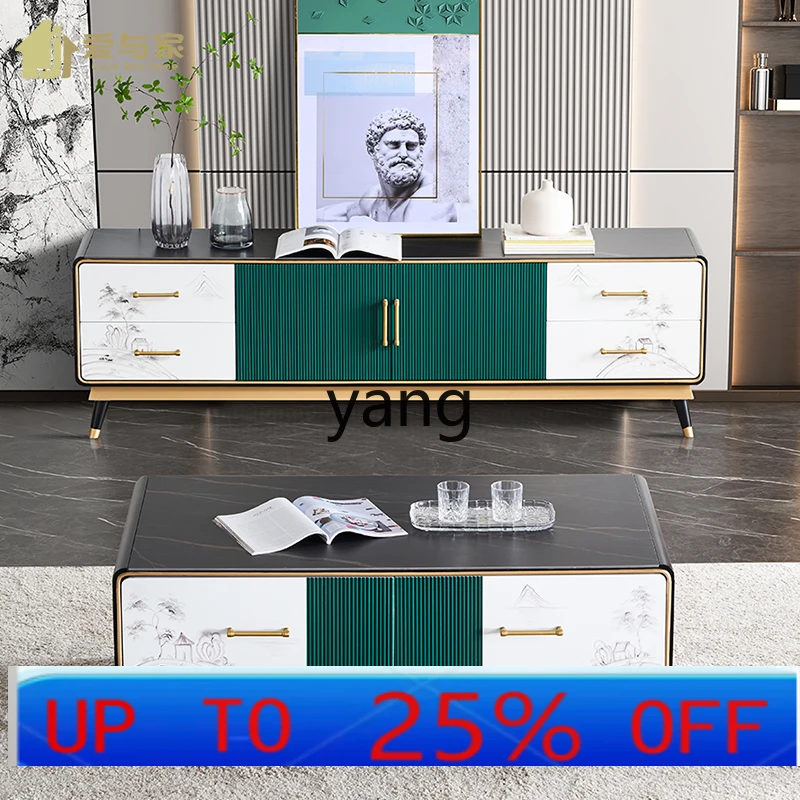 

LMM new Chinese TV cabinet coffee table combination small apartment simple modern living room painted furniture