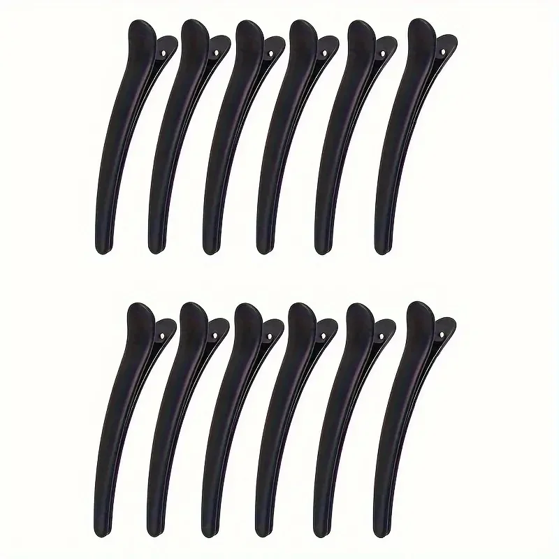 10pcs Non-Slip Black Plastic Duckbill Hair Clips,Durable Duckbill Sectioning Clips For Women Styling Basic Salon Hair Accessorie