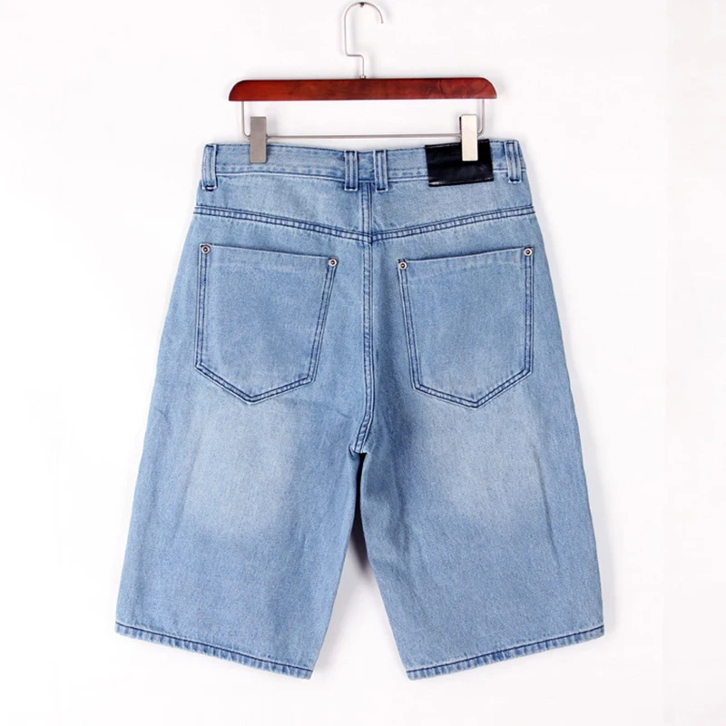 Zomer Heren Baggy Korte Jeans Lichtblauwe Denim Shorts Mode Hiphop Rechte Wijde Pijpen Losse Herenbroek Taille 30-46 Inch