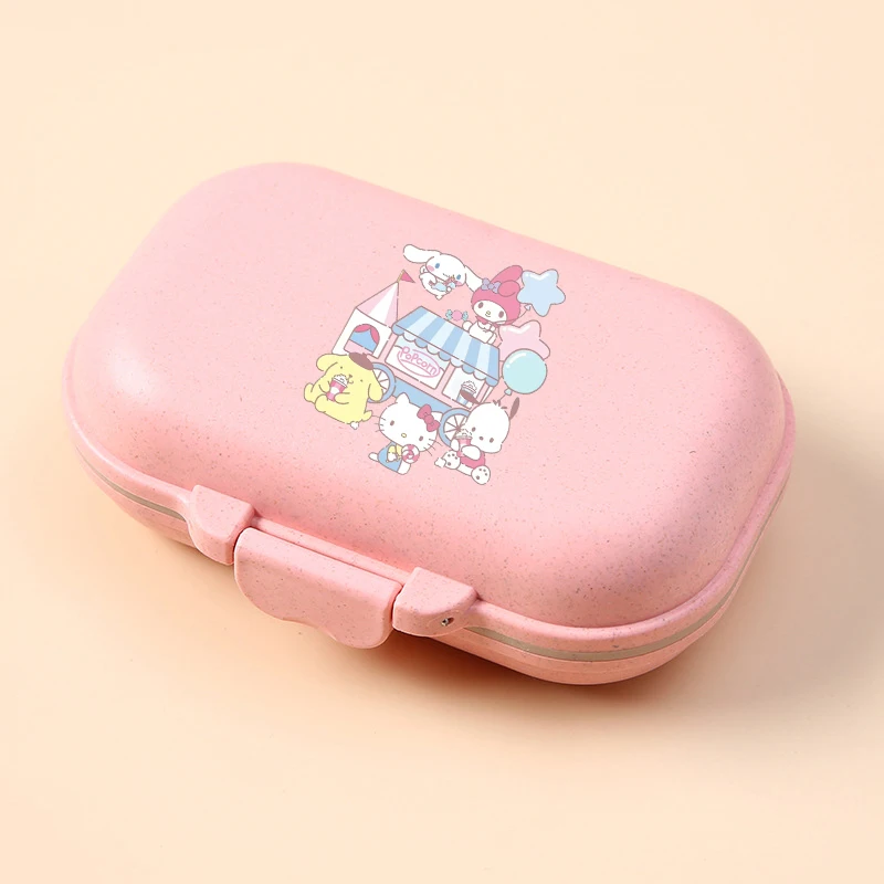 Mini Sanrios Kawaii Pill Box 7 Days Anime Hello Kitty Kuromi My Melody Cartoon Dispenser Travel Tablet Holder Medicine Organizer