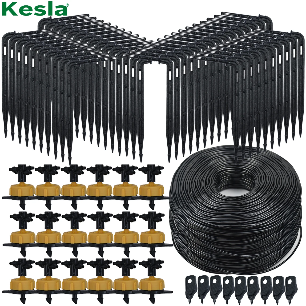 KESLA 10-100M 2L/H Pressure Compensation Emitter Arrow Watering Kits w Puncher for Agriculture Greenhouse Drip Irrigation System