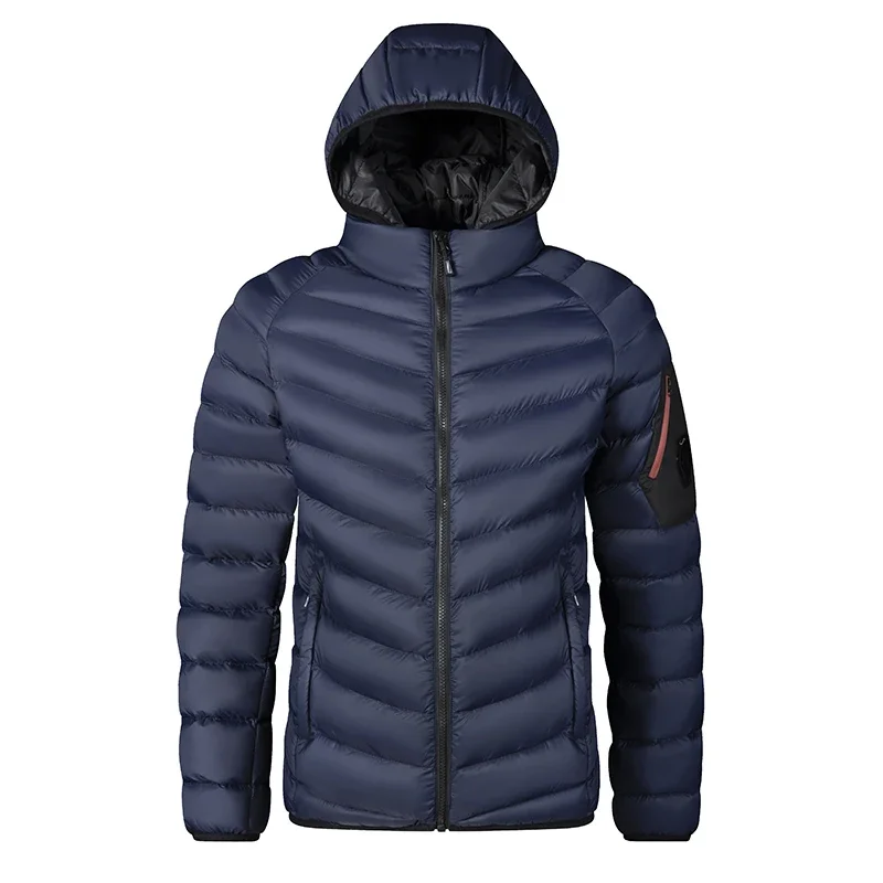 Parkas impermeables con capucha para hombre, chaqueta cálida, prendas de vestir informales, trajes de sombrero desmontable, abrigo masculino, otoño e invierno, nuevo