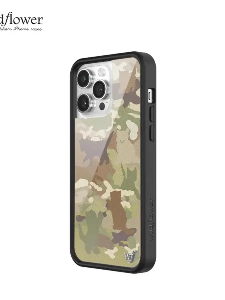 Etui na telefon w stylu dzikich kwiatów, z kamuflażem i ukrytą sylwetką kota, do iPhone 11 17 18 12 13 14 15 16 Pro Max Plus, modny pokrowiec z motywem kociaka. — zdjęcie produktu 7