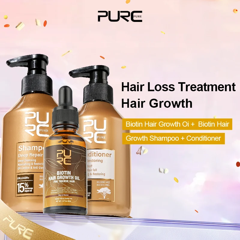 

Biotin Hair Growth Oil & Shampoo Conditioner Set for Keratin Deep Repair Oil Control Anti Hair Loss Beauty Health Hair Care