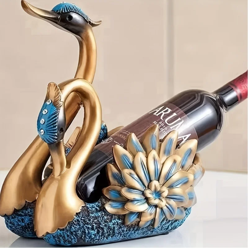 Create Resin Swan Wine Stand Animal Figurines Holders Red wine Rack Cabinet Table For Home Decoration