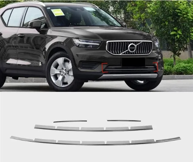 For VOLVO XC40 2018 2019 2020 2021 2022 2023 Stainless Steel Car Front Bumper Following Racing Grills Grille Around Trim Cover