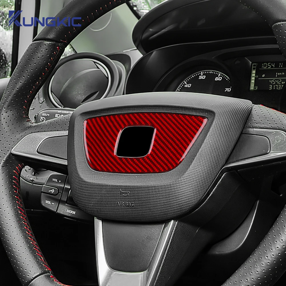 حقيقي لينة ألياف الكربون ملصق لمقعد إيبيزا 6j 2009 2010 2011 2012 2013 2014 LHD RHD عجلة توجيه سيارة مركز لوحة الكسوة #2