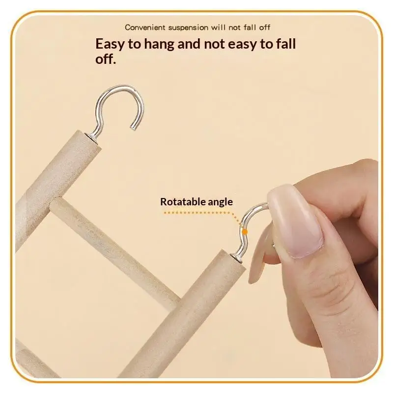 Natural Wood Bird Climbing Ladder With Sturdy Metal Hooks Multiple Size Options For Parrot Parakeet Cockatiel Cage Play