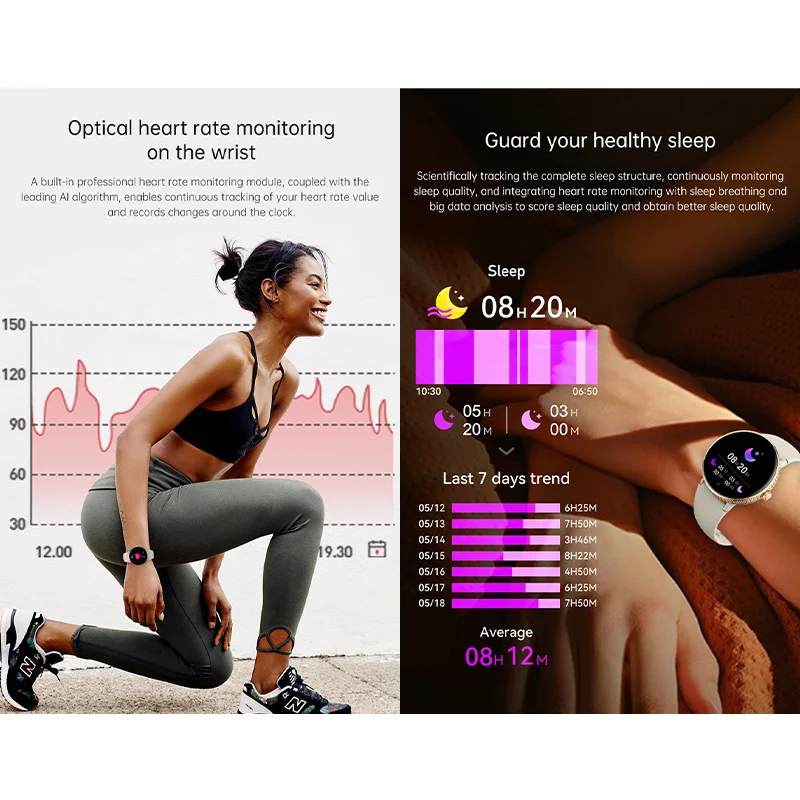 1.19 بوصة AMOLED ساعة ذكية للنساء 100 + أوضاع رياضية للنساء الصحة بلوتوث دعوة AI صوت مساعد IP68 مقاوم للماء Smartwatch