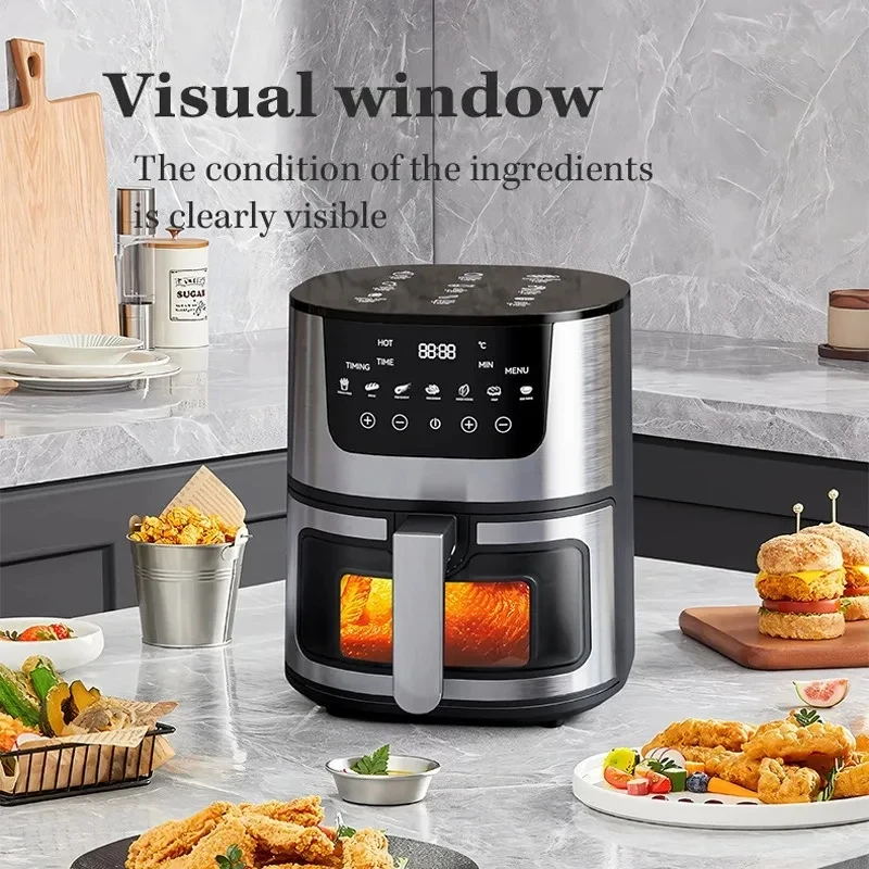 7L Visual Household Large Capacity Multifunctional Stainless Steel Air Fryer Freidora Aire
