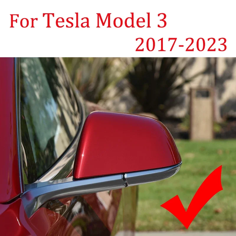 Glossy Black/Carbon Fiber Look Side Rearview Mirror Cover For Tesla Model 3 2017-2023 Replacement Mirror Caps Car Accessories