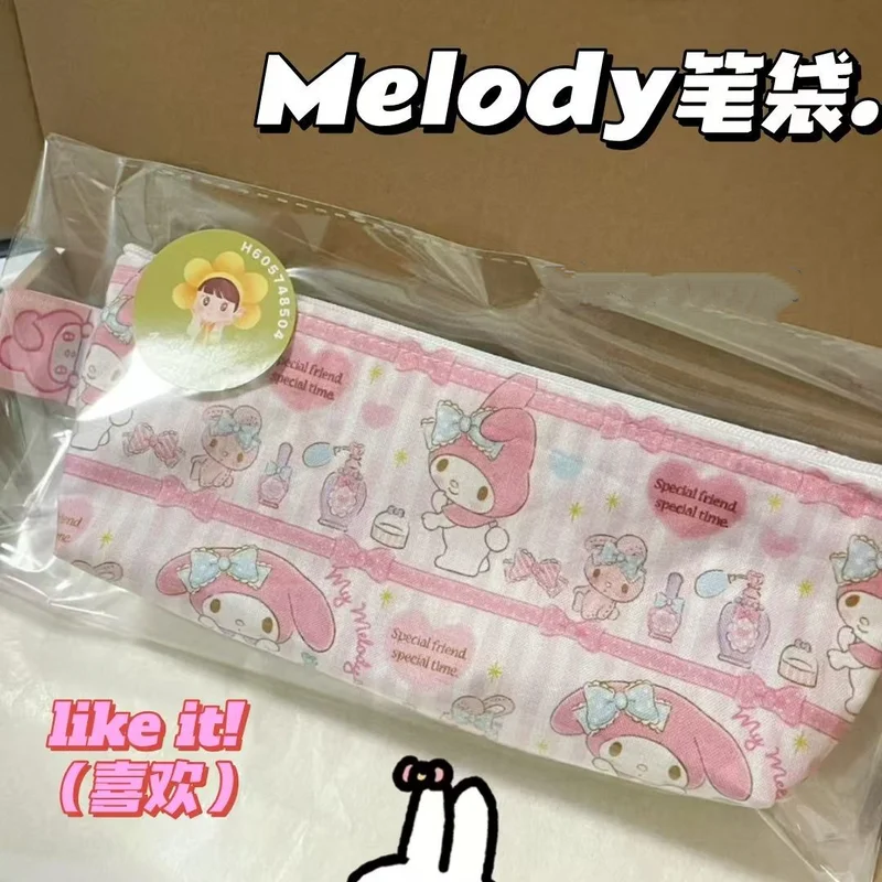 

Sanrio My Melody Pencil Case Cute Cartoon Portable Storage Pouch Large Capacity with Zipper Canvas Stationery Box Student Gift