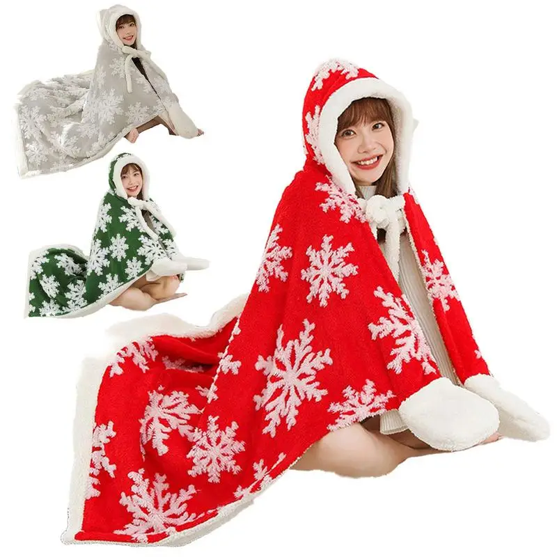 

Christmas Wearable Blanket Warm Holiday Cape 59x43 Inch Warm Cozy Shawl Comfortable Cape Wrap For Men Women Holiday Cape Shawl