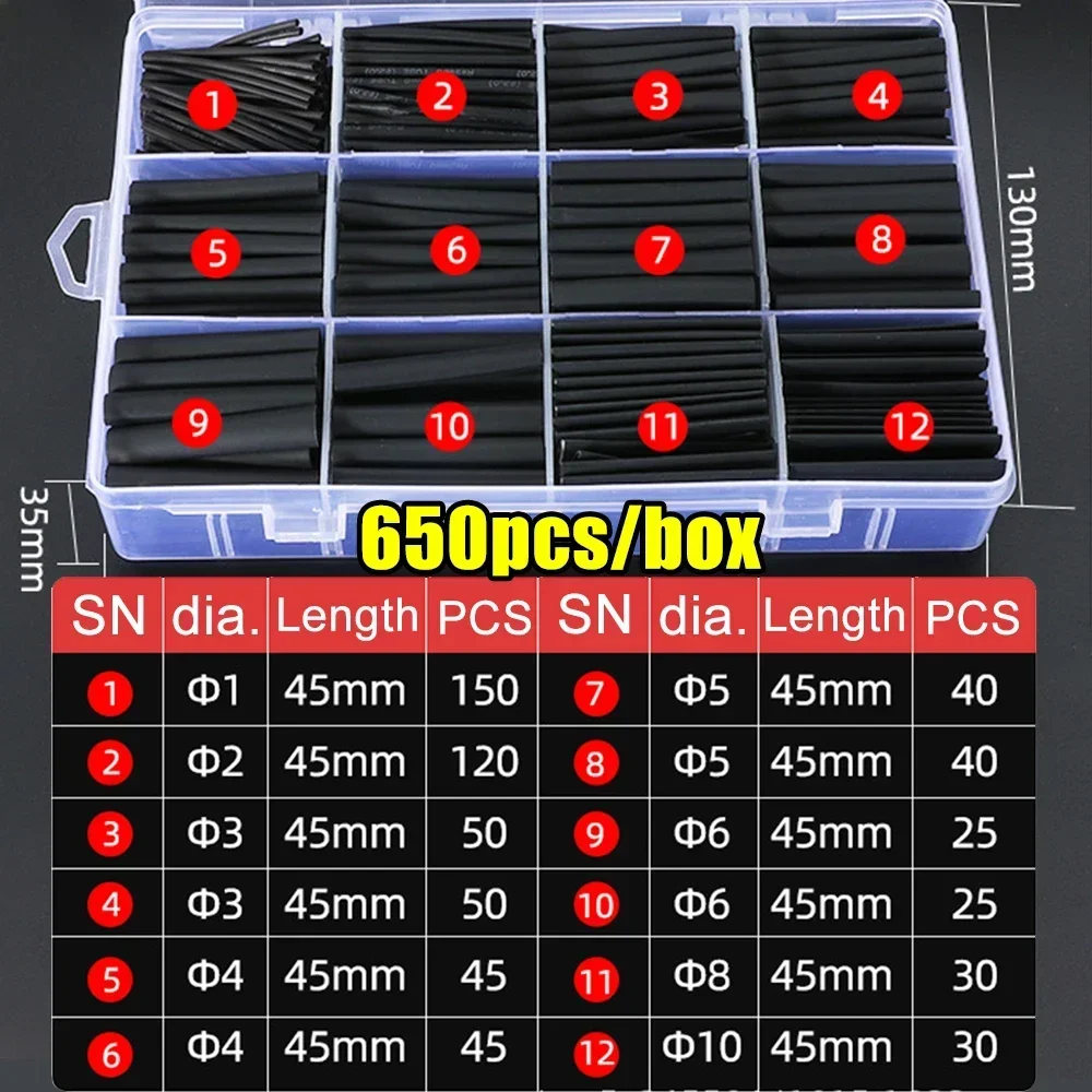 164 STKS 2: 1 Kabel Krimpkous Kit Warmte Diverse Pack Thermoretractile Isolatiekous Kabel Draad Krimpfolie voor DIY
