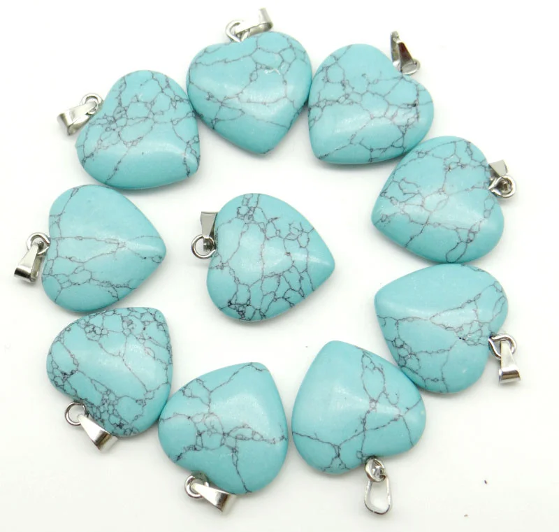 Natural Stone Opal Agates Crystal 20mm Heart Shape Pendant Charms For Diy Earrings Necklaces Jewelry Making Decorative 12pcs/lot