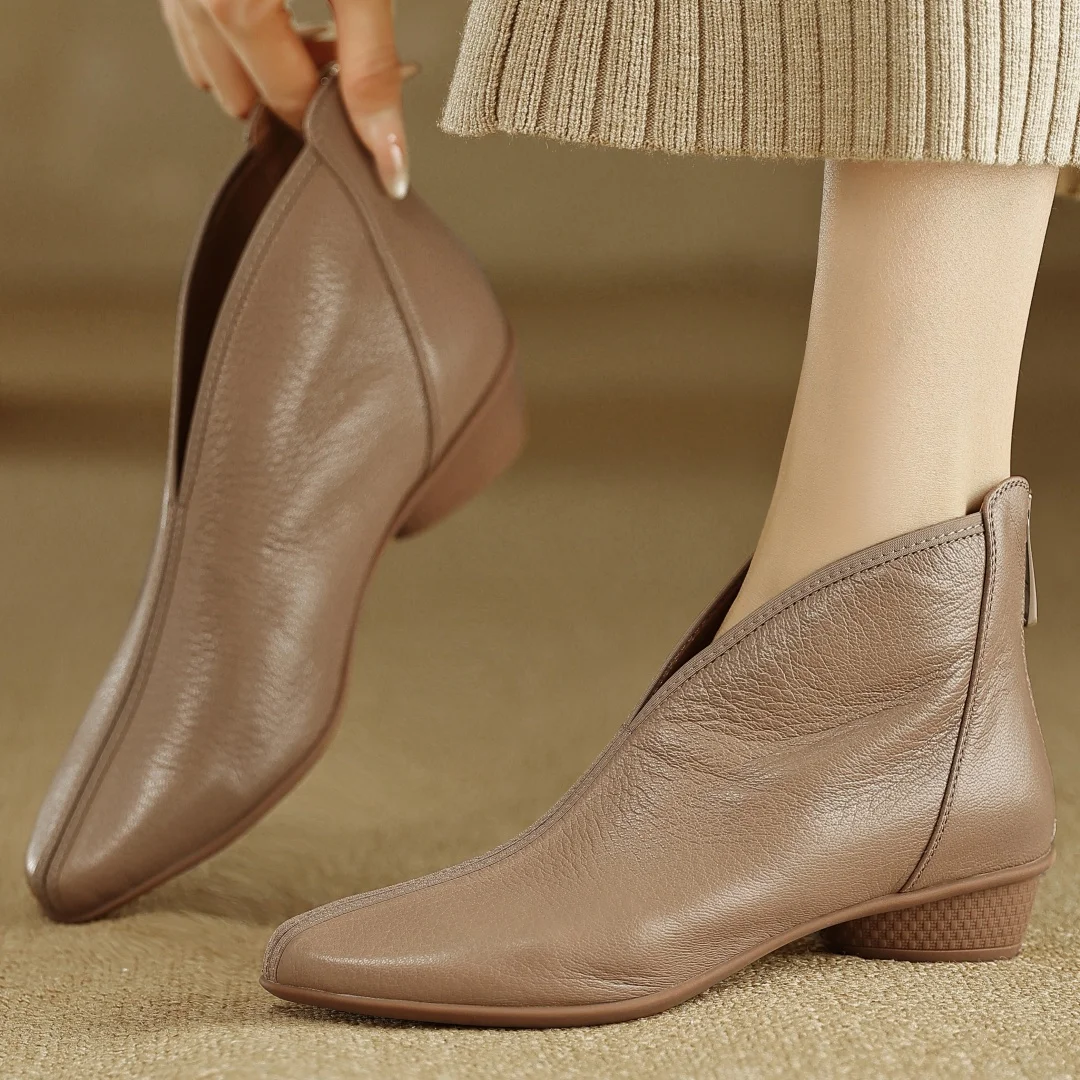 

Женские осенние ботильоны на плоской подошве из овчины с круглым носком и молнией сзади толщиной 3 см, повседневные женские высококачественные мягкие короткие ботинки, хит продаж